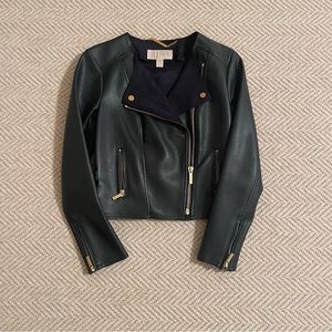 MICHAEL Michael Kors navy faux leather moto jacket